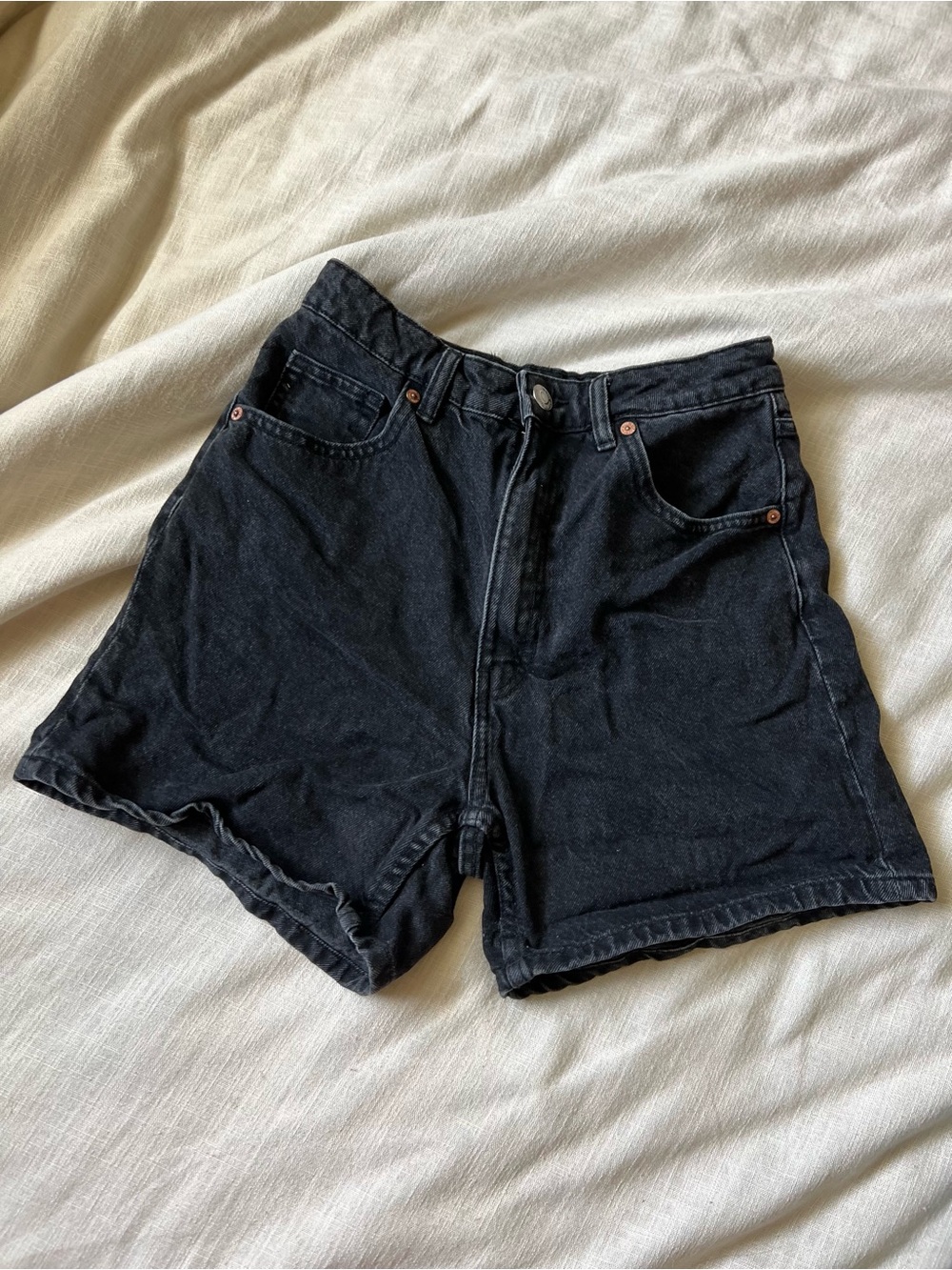 Zara Black High-Rise Denim Shorts